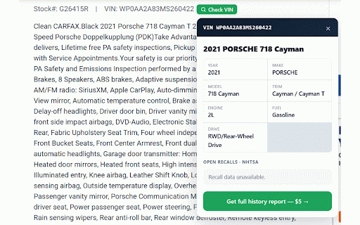 Free VIN Decoder & Recall Checker — CarfaxDeals :: Decode any VIN and check open safety recalls free, right in your browser. Detects VINs on car listings automatically.