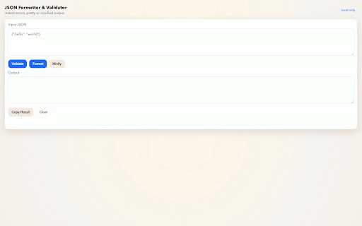 JSON Formatter & Validator :: Validate, format, and minify JSON with instant errors and one-click copy.