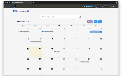 Calendar View Tab :: Google Calendar events on your new tab