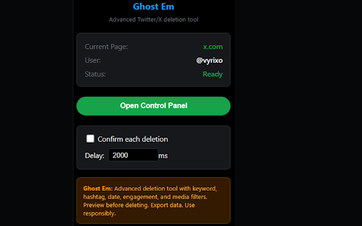 Ghost Em - Twitter/X Post & Reply Deleter :: Twitter/X post and reply deletion tool with filters
