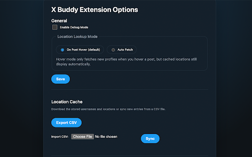 X Buddy Extension :: Displays user location on X.com profiles by fetching from the about page.