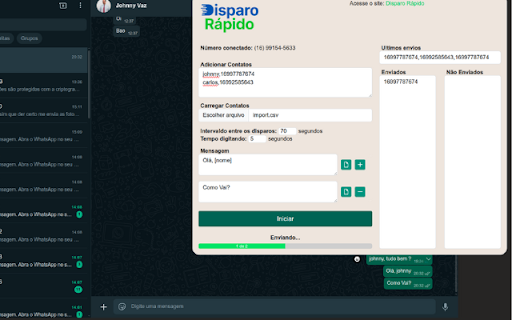 Disparo Rápido 2.0 :: Automatize o envio de mensagens personalizadas via WhatsApp Web.
