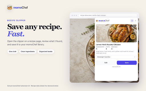 momoChef: Recipe Clipper :: Save recipes from websites and social posts to your momoChef recipe library.