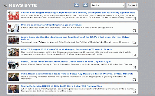 NEWS BYTE :: Get top news headlines in 60-words, filter by category & save for future view.