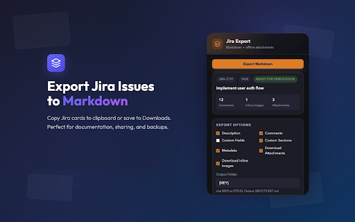 Jira Export Markdown :: Export Jira issues to Markdown with offline attachments