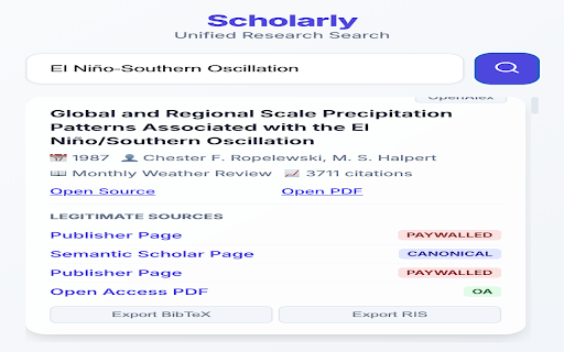 Scholarly: Unified Research Search :: A unified search engine that finds scholarly publications and provides direct open-access PDF links across multiple repositories.