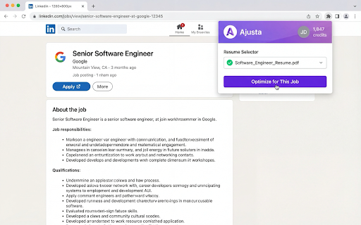 Ajusta - AI Resume Optimizer :: Instantly optimize your resume for any job with one click
