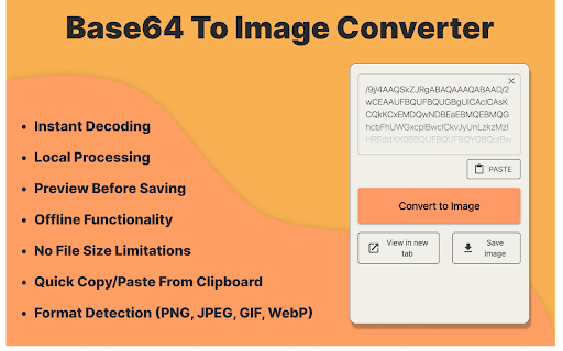 Base64 To Image :: Use Base64 to Image for fast base64 decoding - convert your encoded text to original pictures with no extra setup.