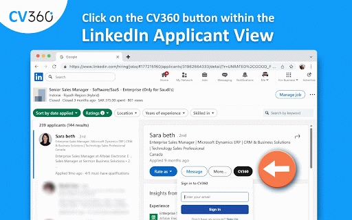 CV360 - LinkedIn CV Analyzer :: Analyze applicant CVs and generate CV quality insights, without leaving LinkedIn. Sign up at CV360.tech