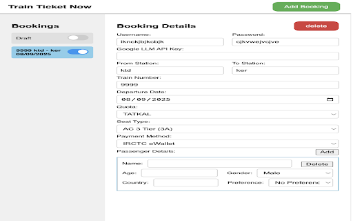 IRCTC Ticket Now :: IRCTC fast ticketing extension