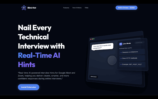 Blink Hint - Think faster, speak smarter :: AI-powered communication support for virtual meetings and interviews.