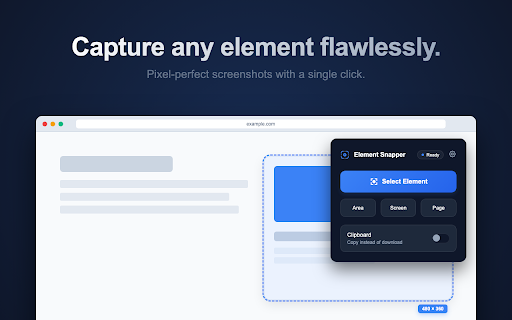 Element Snapper :: Capture pixel-perfect screenshots of elements, viewport, or full pages with clipboard support and delayed capture