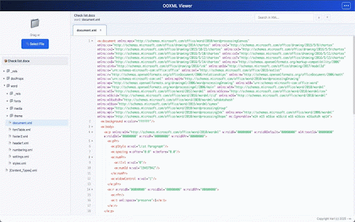 OOXML Viewer :: View and analyze Word document XML content with multi-tab support