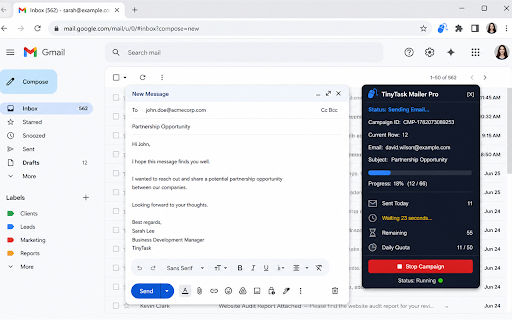TinyTask Mailer Pro :: Gmail & Google Sheets Workflow Automation by Tinytask.org