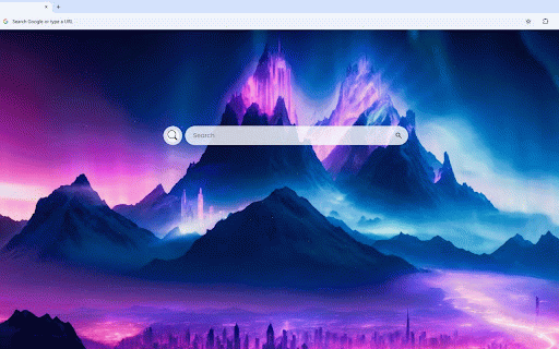 Mountain City Live Wallpaper :: Luminous city nestled beneath majestic mountains glowing with ethereal aurora lights.
