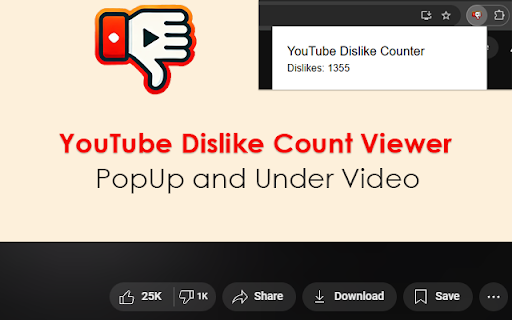 YouTube Dislike Count Viewer :: Youtube Dislike Count Extension With Popup and under Video, Return YouTube Dislike View Dislikes Count