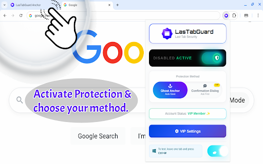 LasTabGuard: Stop Window From Closing With Last Tab :: Don't Close your Window by Accident. Save the Last Tab to keep your window open and prevent you from Losing the active Work Session.