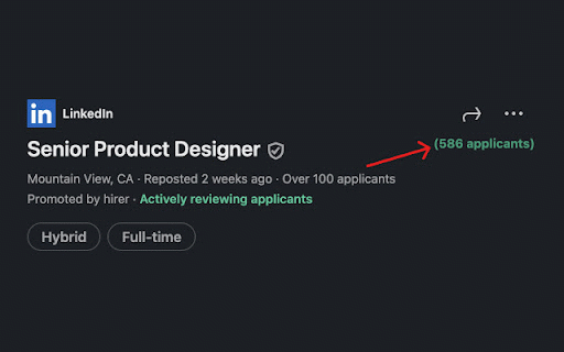 LinkedIn Applicant Count :: Displays the exact number of applicants on LinkedIn job postings.