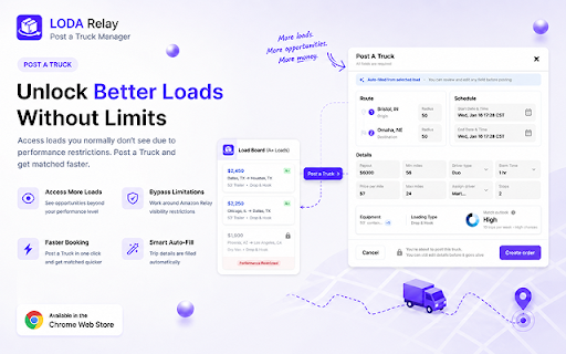 LODA Relay – Post a Truck Manager :: LODA Relay helps you manage Post a Truck, quickly post trucks from live loads, access more loads, and bypass performance limits.