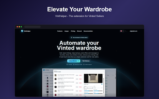 VintHelper :: Automatiza y gestiona tu armario de Vinted con republicaciones, respaldos, mensajes, pedidos y métricas.