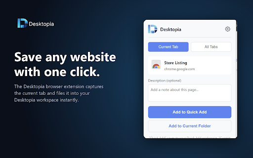 Desktopia - Quick Add :: Save websites to Desktopia with one click