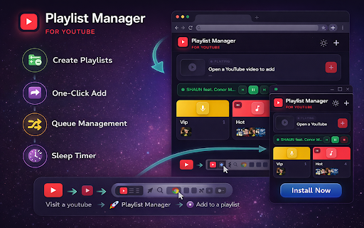 Playlist Manager for YouTube :: Organize YouTube videos into custom playlists. Categorize content, manage your queue, and find your favorite videos faster.