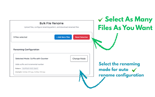Bulk File Rename - Offline File Batch Renamer :: Batch Rename multiple files in bulk with customizable patterns and download them.