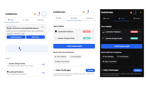 CodeStreaks :: Build coding streaks by tracking daily dev habits. Optional daily system design challenges included.