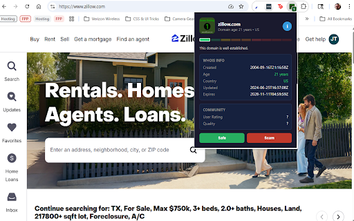 WillItScam :: Instant scam ratings for every website you visit. Powered by thousands of domain ratings and real-time WHOIS analysis.
