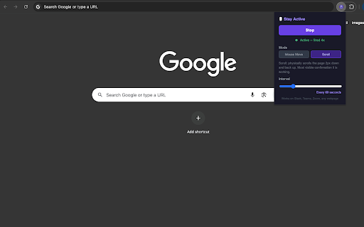 Stay Active :: Keeps you active on any webpage by simulating mouse movement