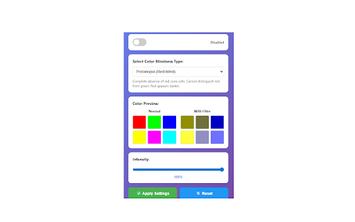 Color Blindness Helper :: Adjust colors for colorblind users with live preview and multiple filter options