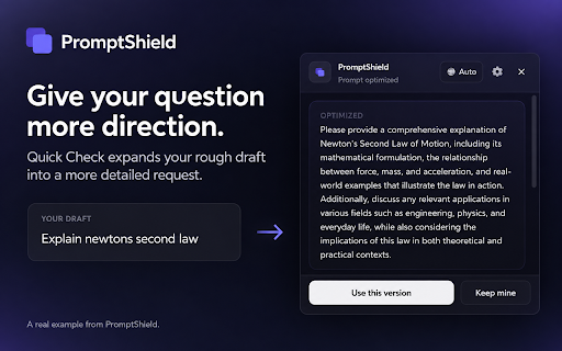 PromptShield - AI Prompt Optimizer :: Improve your prompts across 7 popular AI chats before you send.