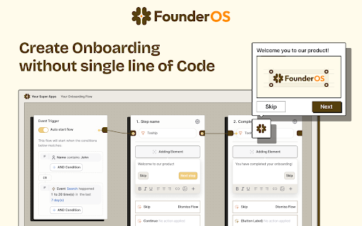 FounderOS Flow :: Highlight elements on a webpage by hovering, with URL input.