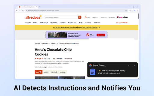 Just The Instructions — Extract Recipes & Tutorials Instantly :: One click to extract clean instructions from any page — no more scrolling through ads or life stories.