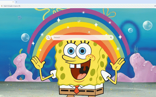 Spongebob Rainbow Live Wallpaper :: Cheerful SpongeBob celebrating with rainbow backdrop in underwater Bikini Bottom paradise.