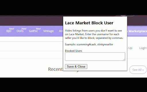 Lace Market User Block :: Hide users when browsing Lace Market and other Circlly sites
