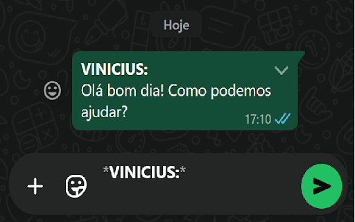 WPP NOME COMERCIAL :: Adiciona automaticamente seu nome em negrito no início das mensagens do WhatsApp Web.