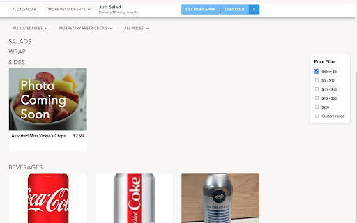 Fooda Price Filter Enhancer :: Adds more granular price filtering options to Fooda