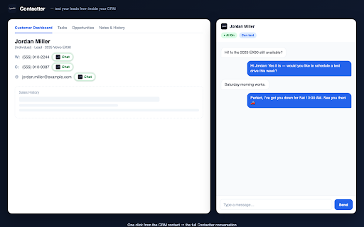Contactter :: Text your leads from inside your CRM — Contactter Smart Sales Panel.