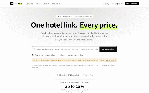 Tripdify Saver :: Compares booking site prices in your own browser and reports them to Tripdify.