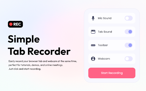 Simple Screen Recorder :: Record video from your current browser tab in one click. Simple Tab Recorder captures tab activity easily with high-quality output.