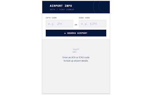 Airport Info Extension :: Get airport information based on IATA and ICAO codes.