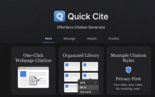 Quick Cite – One-Click Referencing :: Quick Cite lets you instantly save and organize webpages for future citations and assignments.