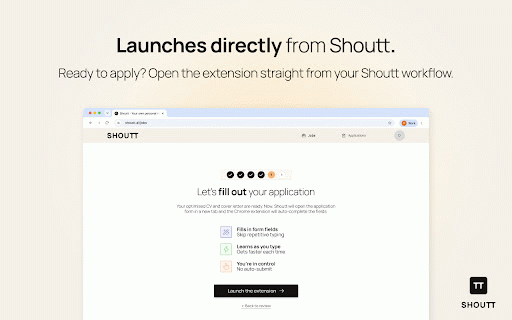 Shoutt :: Preview employer application forms, auto-fill them from your Shoutt profile, and track every application you send.