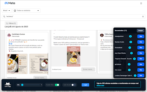 Low Spy Lite – Filtro Inteligente (Ads Library) :: Filtra e destaca anúncios na Biblioteca de Anúncios (Facebook), com auto-scroll.
