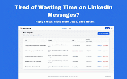 Speed Reply for LinkedIn :: Quickly reply to messages on LinkedIn with pre-written templates.
