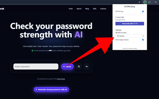 HTTPS Only :: Automatically upgrades HTTP to HTTPS with smart temporary fallback controls.