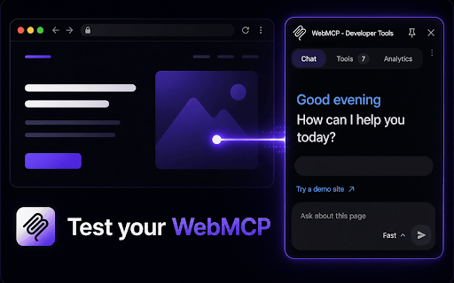 WebMCP - Developer Tools :: Get your site ready for WebMCP with detailed testing and tools.