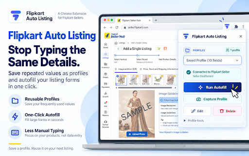 Flipkart Auto Listing :: Capture reusable Flipkart catalogue form profiles and fill listings automatically.