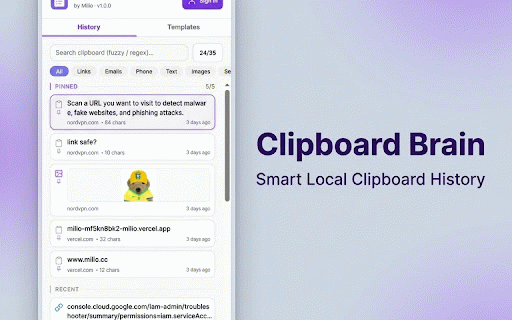 Clipboard Brain :: Smart local clipboard history with search, categorization, and templates.